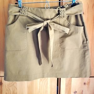 Milly Cinnamon Coloured Cotton Tie Front Mini Skirt size 10